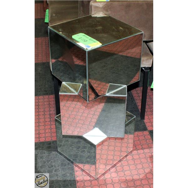 SHOWROOM FLOOR MODEL MIRRORED TRI CUBED PEDESTAL