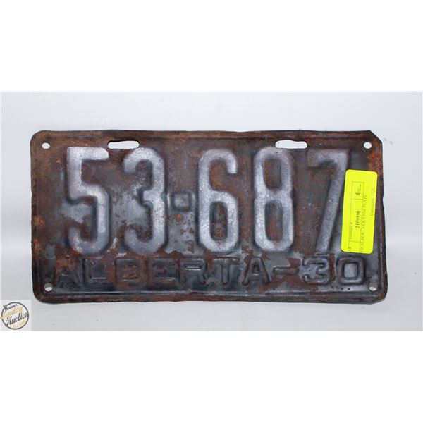 1930 ALBERTA LICENSE PLATE