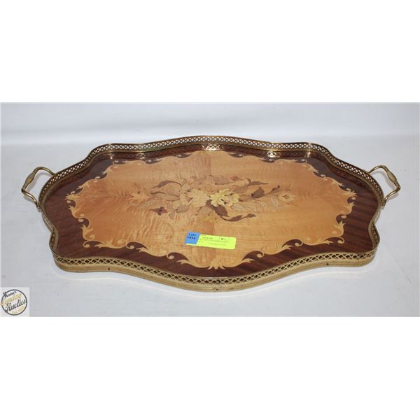 MID-CENTURY ITALIAN MAQUETRY WOODEN TRAY