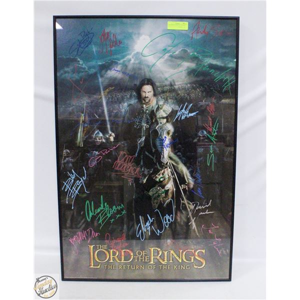 FRAMED CAST SIGNED LORD OF THE RINGS PICTURE W/COA