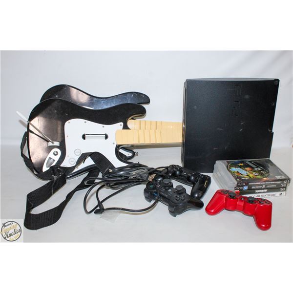 PS3 LOT WITH GAMES & CONTROLLERS UNTESTED