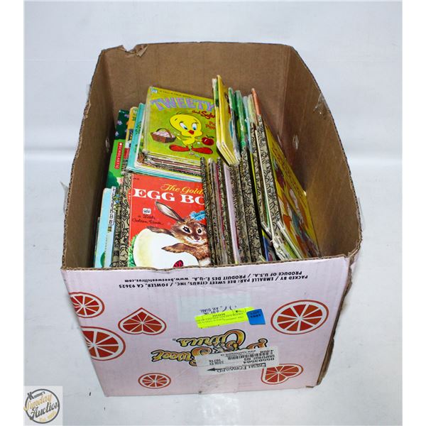 BOX OF VINTAGE GOLDEN BOOKS AND A-TELL-A-TALE