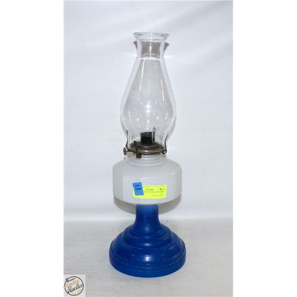 ANTIQUE MILK GLASS OIL LAMP