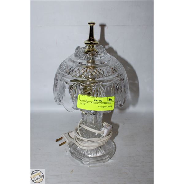 VINTAGE CRYSTAL GLASS DESK LAMP