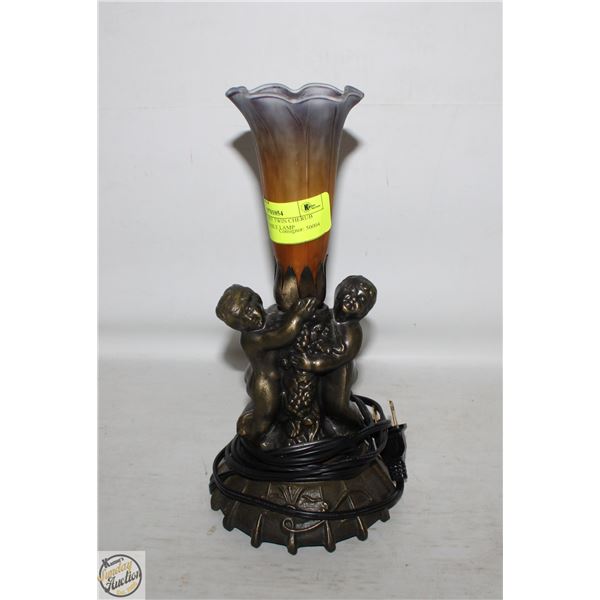 MEYDA TIFFANY TWIN CHERUB TORCHIERE TABLE LAMP