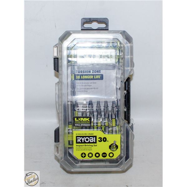 NEW RYOBI 30PC IMPACT DRIVER SET IN CASE