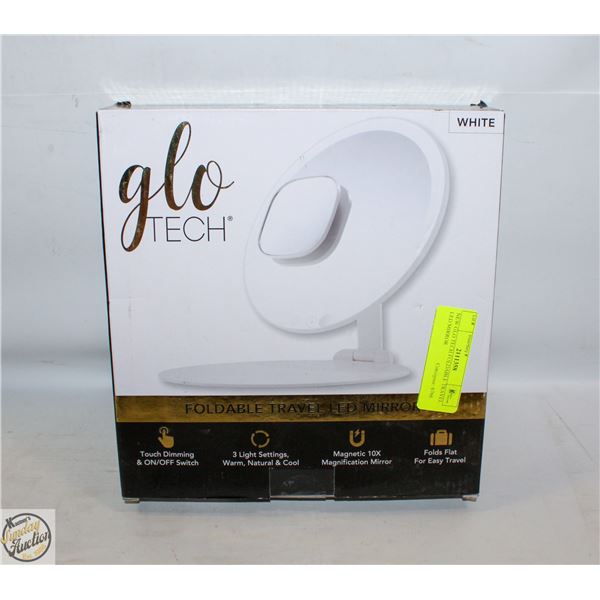 NEW GLO TECH FOLDABLE TRAVEL LED MIRROR