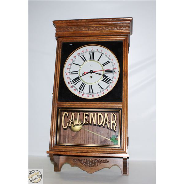 ANTIQUE CALENDER REGULATOR WIND UP CHIME CLOCK