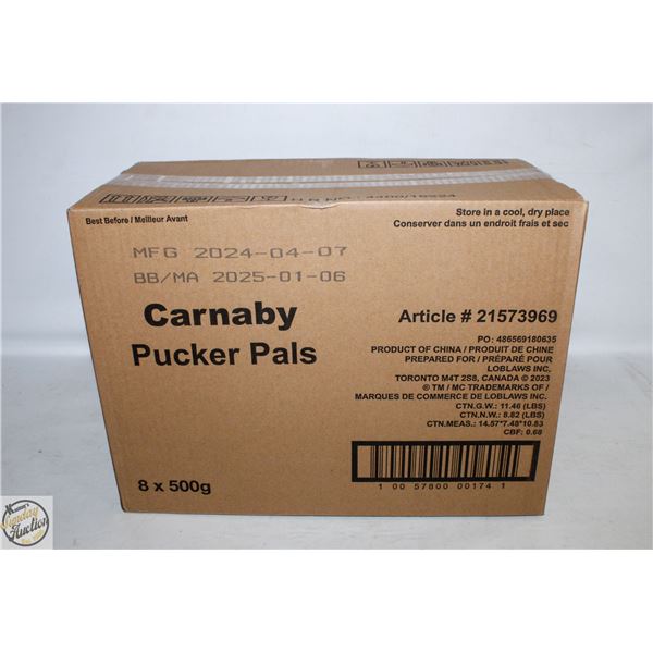 CARNABY PUCKER PALS SOUR GUMMIE CANDY 8 TUBS