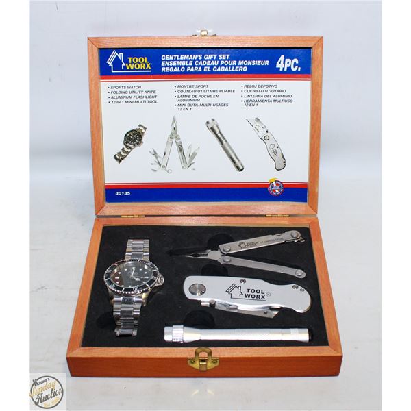 NEW TOOLWORX GENTLEMANS 4 PC GIFT SET +