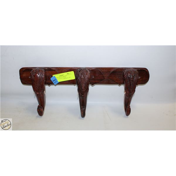 ELEPHANT WOOD CARVED HAT/COAT RACK-ESTATE