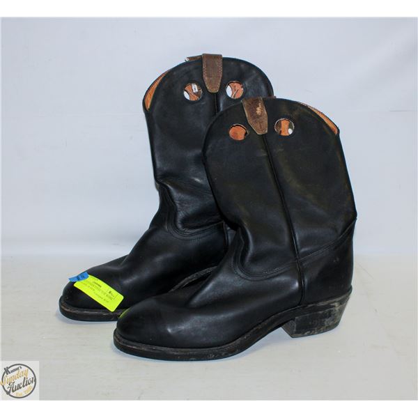 BLACK LEATHER STEEL TOE WORK BOOTS SIZE 10 NEW