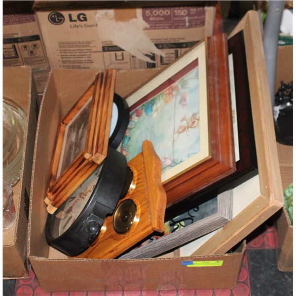 ESTATE LOT OF VARIOUS FRAMED PRINTS AND CLOCKS