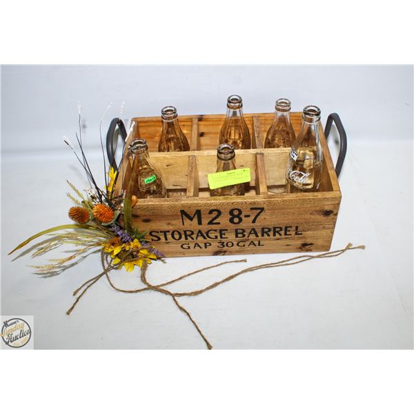 ESTATE WOOD CRATE WITH VINTAGE COCA COLA