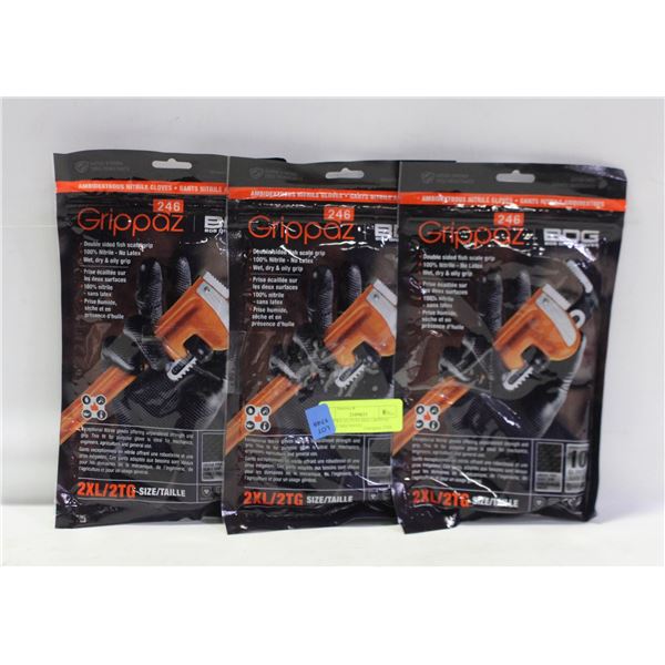 (3)X10PKS GLOVES BDG GRIPPAZ NITRILE MECHANIC