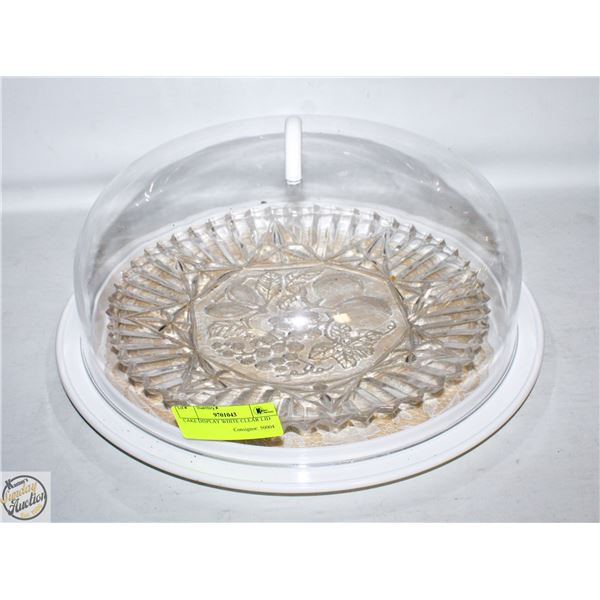 CAKE DISPLAY WHITE CLEAR LID