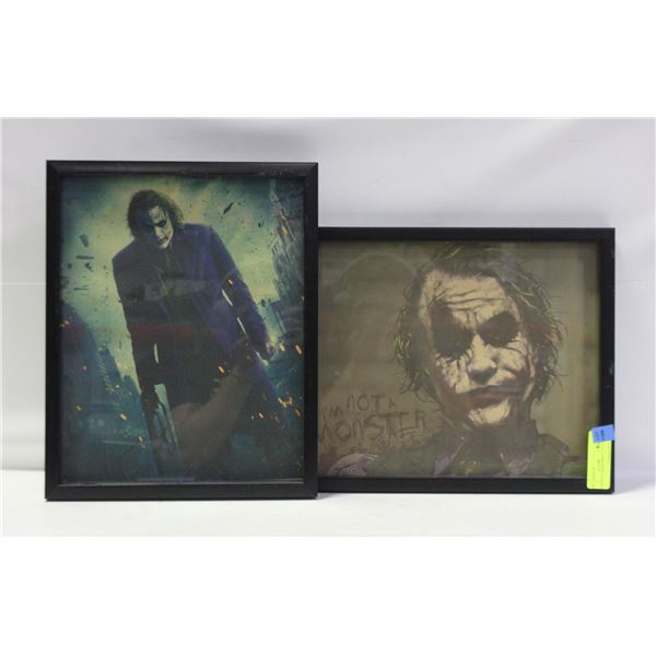 (2) FRAMED JOKER PRINTS - 11" X 17"