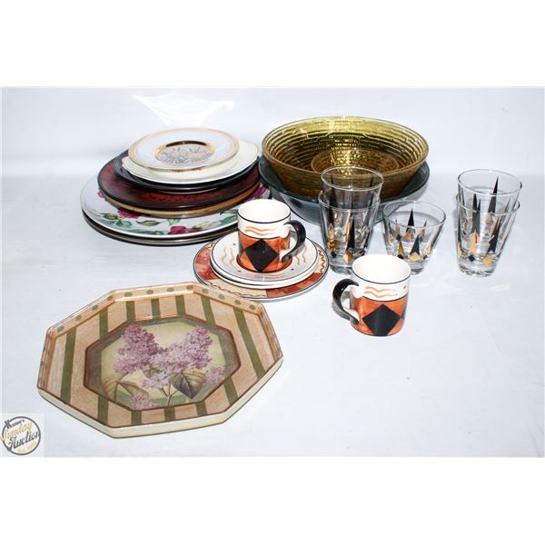 ESTATE LOT OF PRINTED VINTAGE DISHES