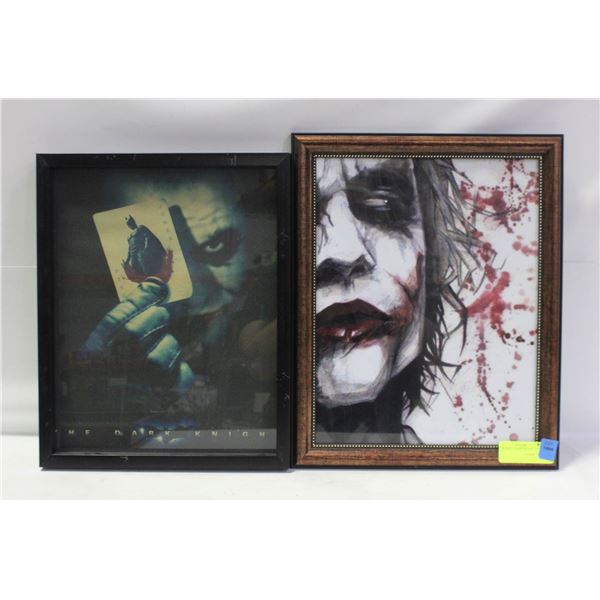 (2) FRAMED JOKER PRINTS - 11" X 17"