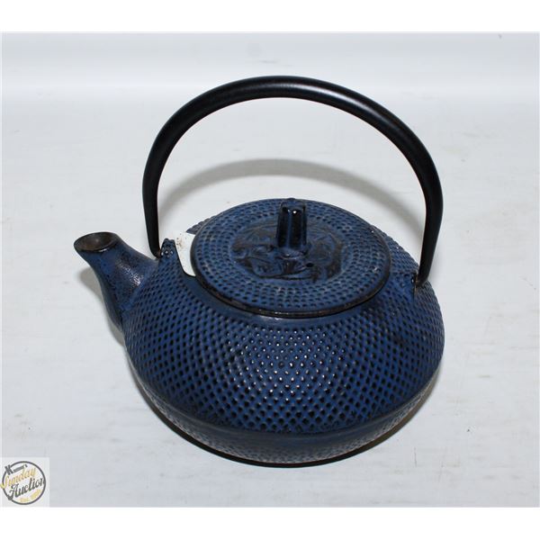 BLUE CAST IRON JAPANESE TEAPOT