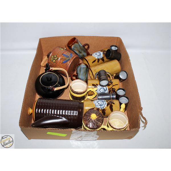 VINTAGE TEAPOTS WITH CUPS