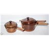 VINTAGE BROWN GLASS COOKING POTS
