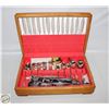 VINTAGE ROGERS SILVERWARE IN WOOD BOX INCOMPLETE