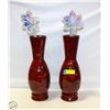 Image 1 : 2 DECOR VASES & BLOWN GLASS FLOWERS