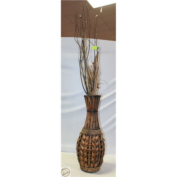 FLOOR VASE W/WICKER STICK DECOR CONTENTS