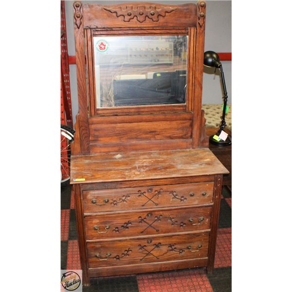 ANTIQUE WOODEN VANITY DRESSER (MISSING ONE
