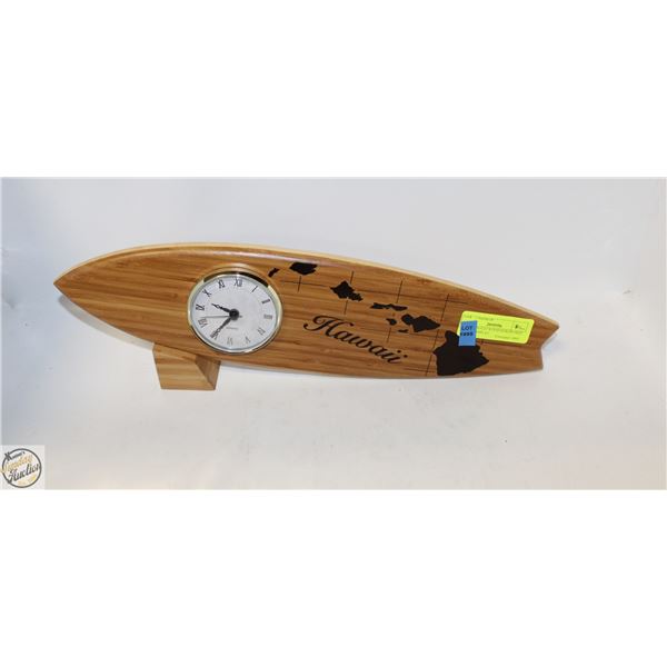 HAWAII SOLID WOOD SURFBOARD CLOCK DISPLAY