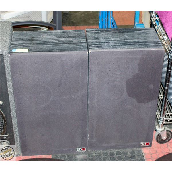 PAIR OF SDM BLACK SPEAKERS 225 WATTS