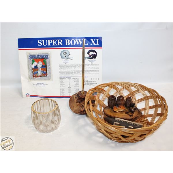 ESTATE BURL WOOD PEN HOLDER WITH