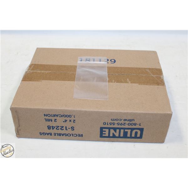 CASE OF 1000 REUSABLE BAGS ZIP CLOSING