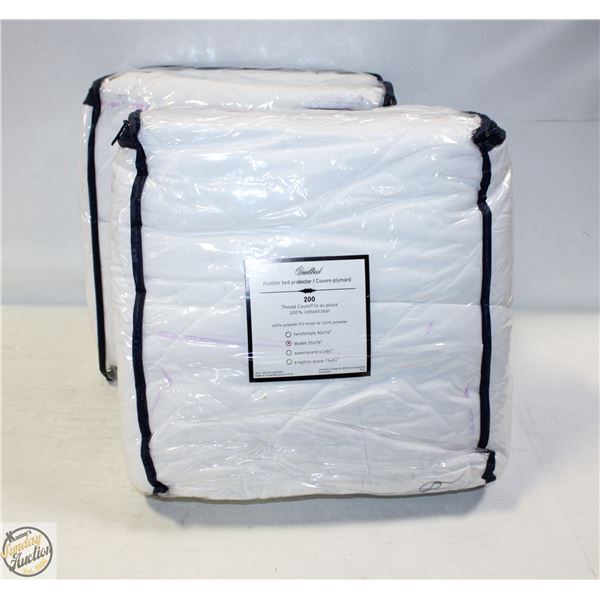 2 QUILTED DOUBLE FEATHER MATTRESS PROTECTORS