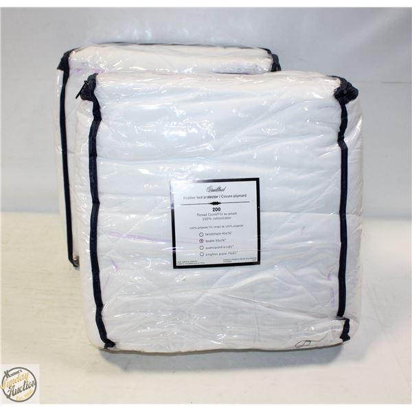 2 QUILTED DOUBLE FEATHER MATTRESS PROTECTORS