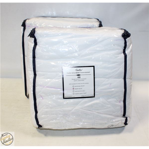 2 QUILTED DOUBLE FEATHER MATTRESS PROTECTORS