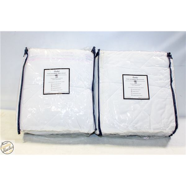 2 QUILTED DOUBLE FEATHER MATTRESS PROTECTORS