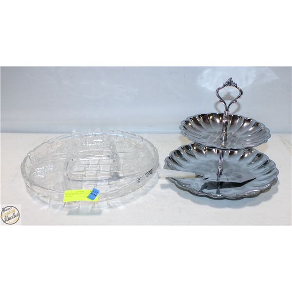 METAL SERVING WARE + GLASS DIVIDED