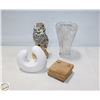 Image 1 : CRYSTAL VASE + WOODEN COASTERS + CERAMIC