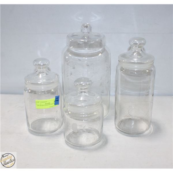 3 PC GLASS CANISTER AND LID SET