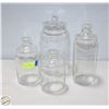 Image 1 : 3 PC GLASS CANISTER AND LID SET