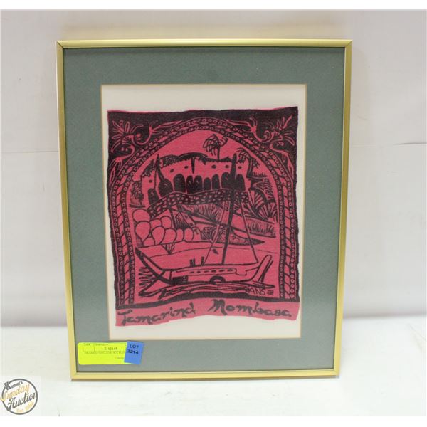ESTATE FRAMED VINTAGE WALL HANGING SIGNED ANS.
