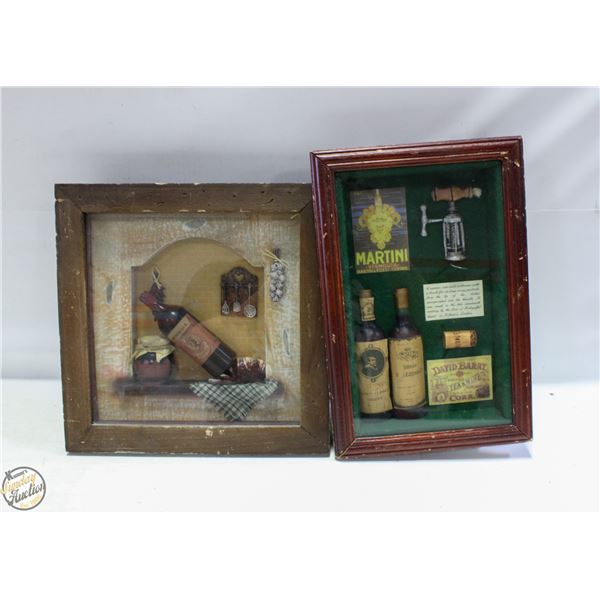 PAIR OF WINE THEMED SHADOW BOXES