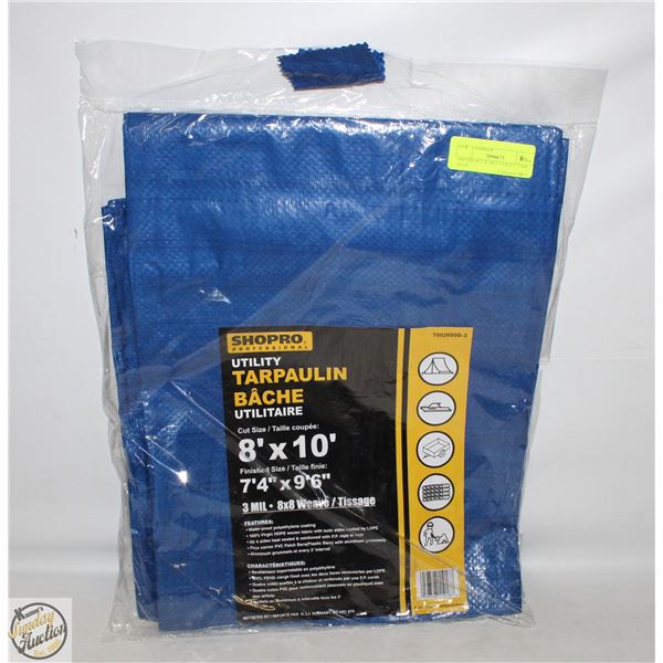 SHOPRO 8FT X 10FT UTILITY TARP - BLUE
