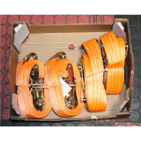 FLAT OF 4 NEW RATCHET STRAPS (3500KG)