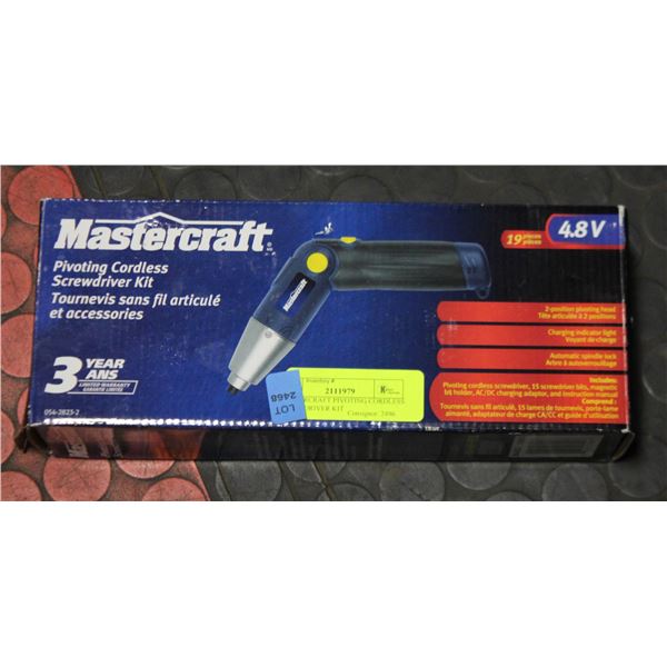 MASTERCRAFT PIVOTING CORDLESS SCREWDRIVER KIT