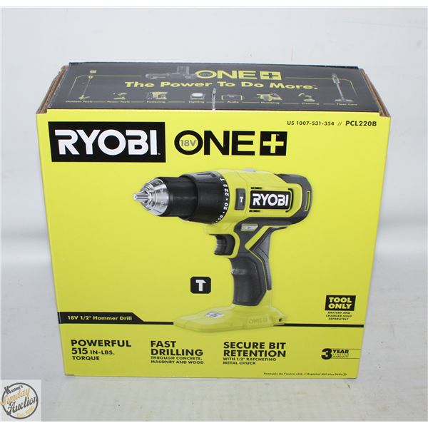 NEW RYOBI ONE 18 VOLT 1/2 HAMMER DRILL MODEL