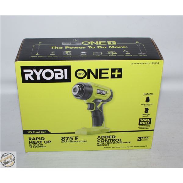 NEW RYOBI ONE 18VOLT HEAT GUN W/ NOZZLES MODEL