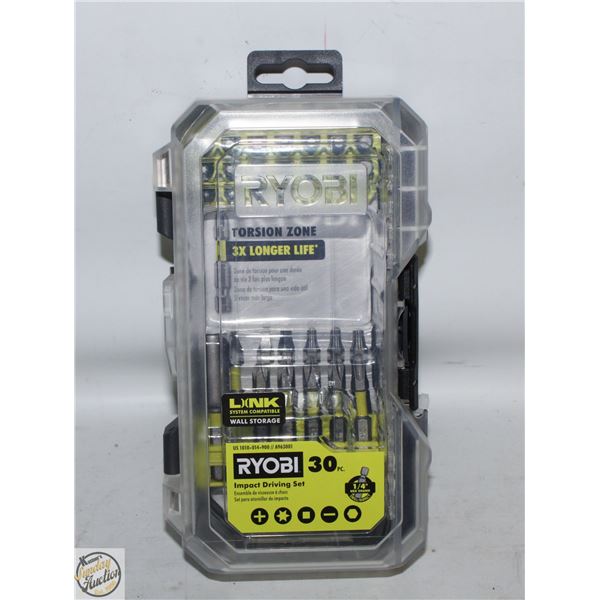 NEW RYOBI 30PC IMPACT DRIVER SET IN CASE